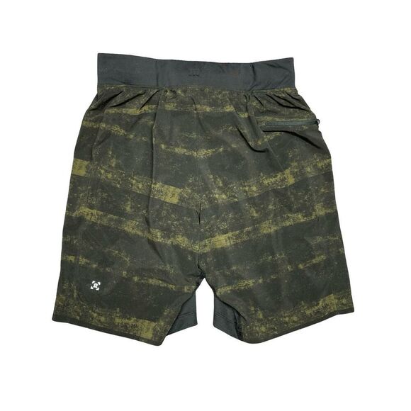 Lululemon T.H.E. Short 9” Lined Athletic Running Men’s Medium Green Lines Black - Picture 2 of 9